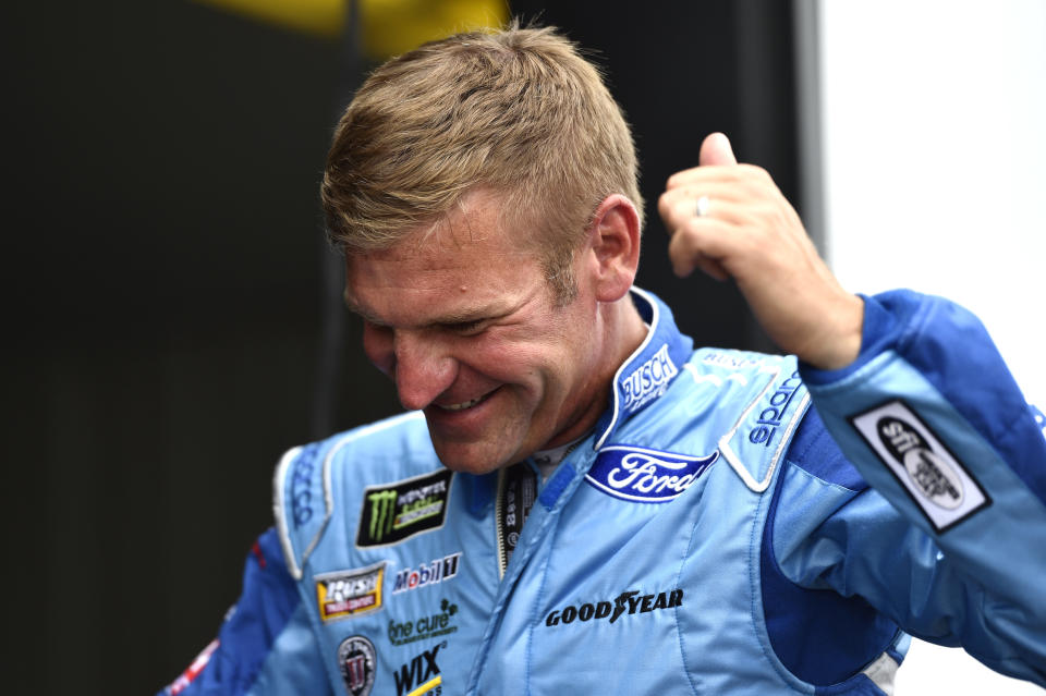 Clint Bowyer during practice for Sunday’s NASCAR Cup Series auto race, Friday, June 1, 2018, in Long Pond, Pa. (AP Photo/Derik Hamilton)