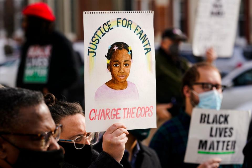 Protesters called for justice for the slain eight-year-old (Copyright 2022 The Associated Press. All rights reserved.)