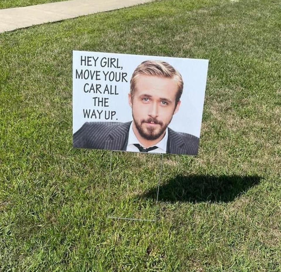 Ryan Gosling was called upon to help tired parents start their day. (Courtesy of Austintown Elementary School PTA)