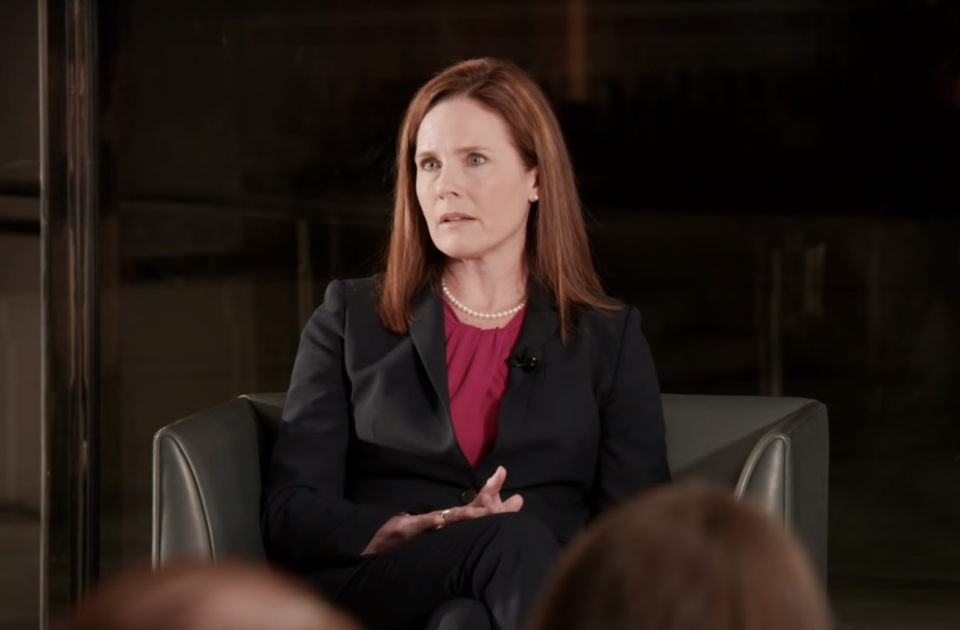 Judge Amy Coney Barrett seen in 2019 in Washington. / Credit: screen grab via YouTube.com