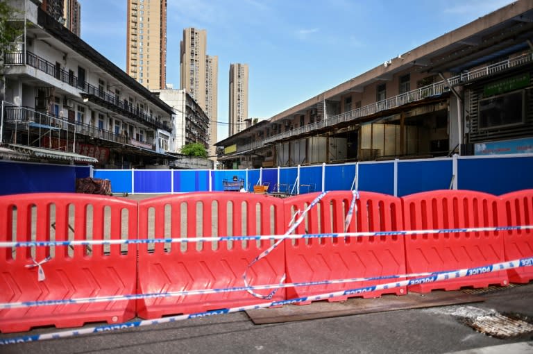 The Huanan Seafood Market in Wuhan, where an early cluster of Covid cases emerged, pictured closed in April 2020 (Hector RETAMAL)