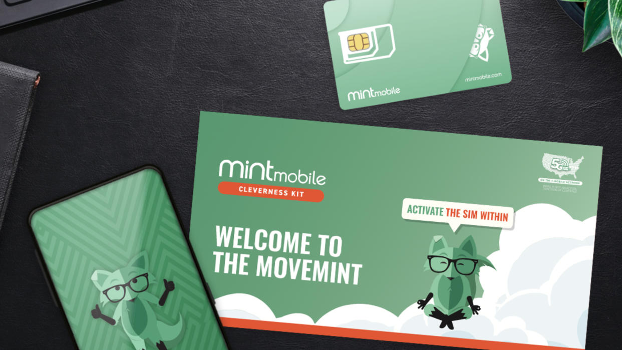  Mint Mobile SIM kit shown next to phone 