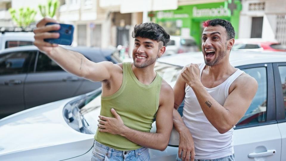 two men taking a selfie