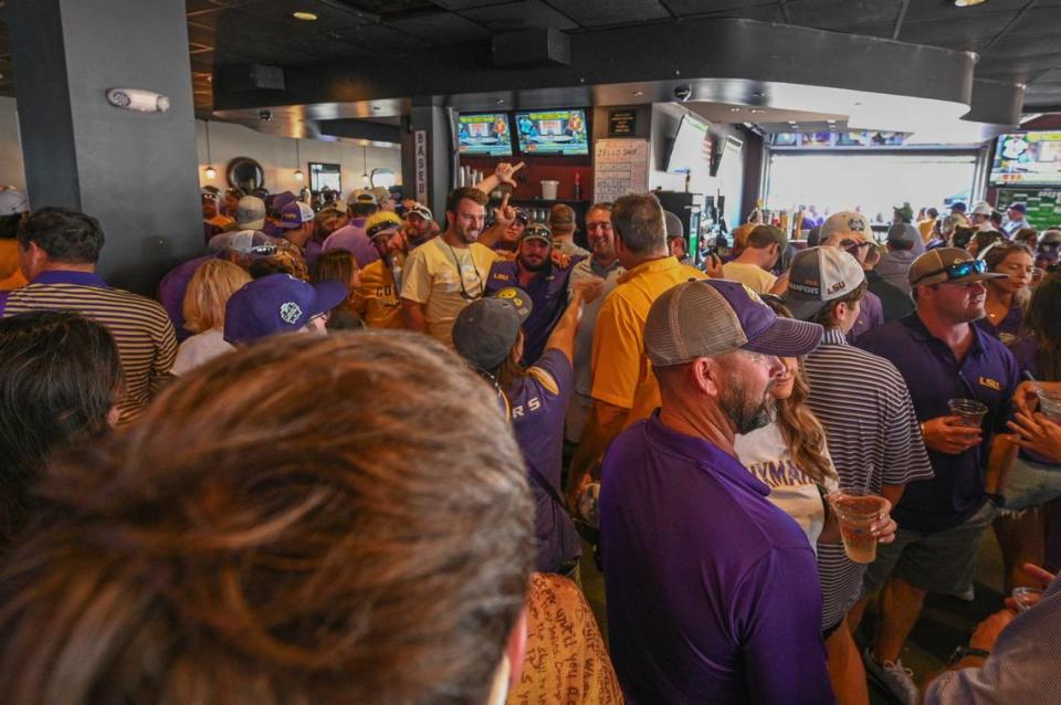 Jun 26, 2023; Omaha, NE, USA;  Pregame scene inside Rocco’s where the Jell-O shot challenge takes place before the game between the Florida Gators and the LSU Tigers at Charles Schwab Field in Omaha. 