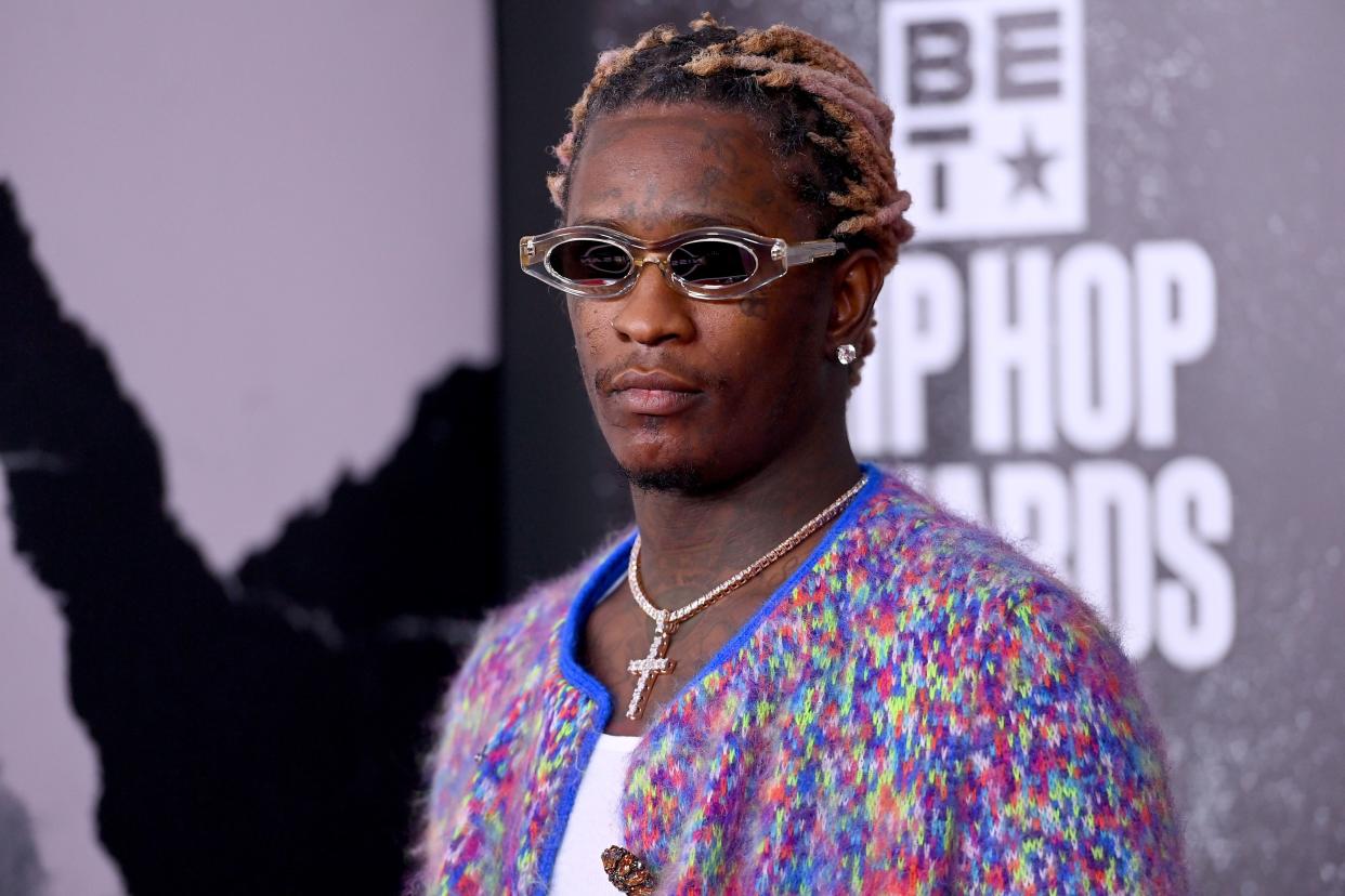 Young Thug attends the 2021 BET Hip Hop Awards at Cobb Energy Performing Arts Center in Atlanta, Georgia.