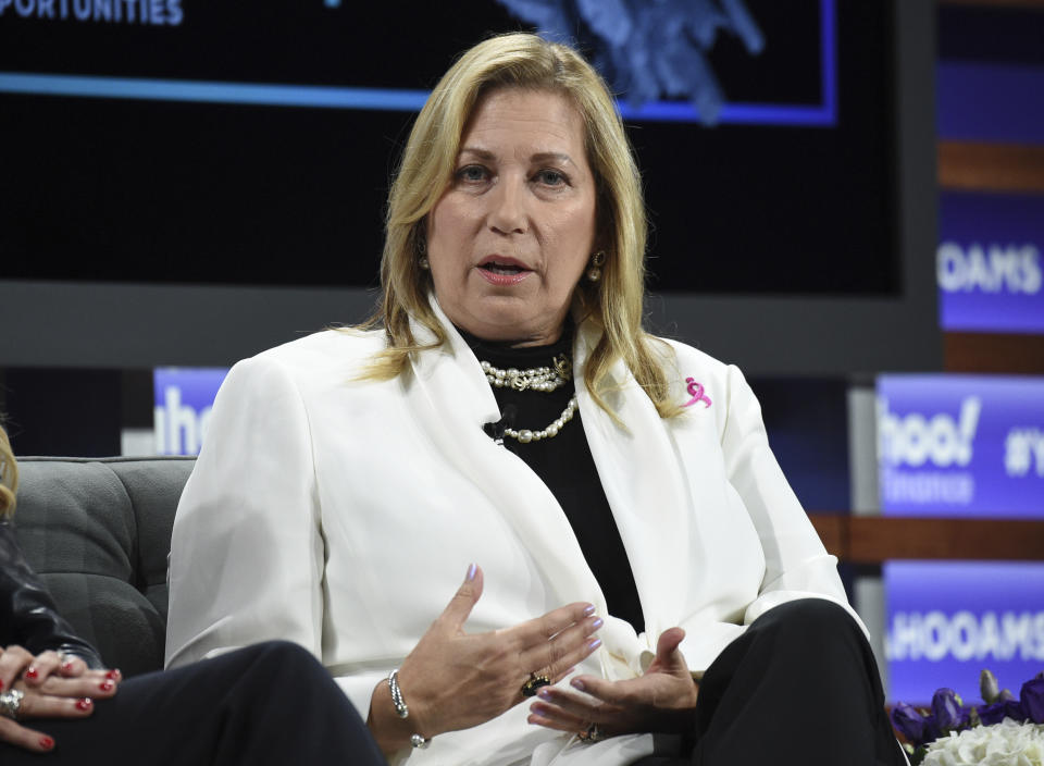 Susan G. Komen CEO Paula Schneider participates in the Yahoo Finance All Markets Summit at Union West on Thursday, Oct. 10, 2019, in New York. (Photo by Evan Agostini/Invision/AP)