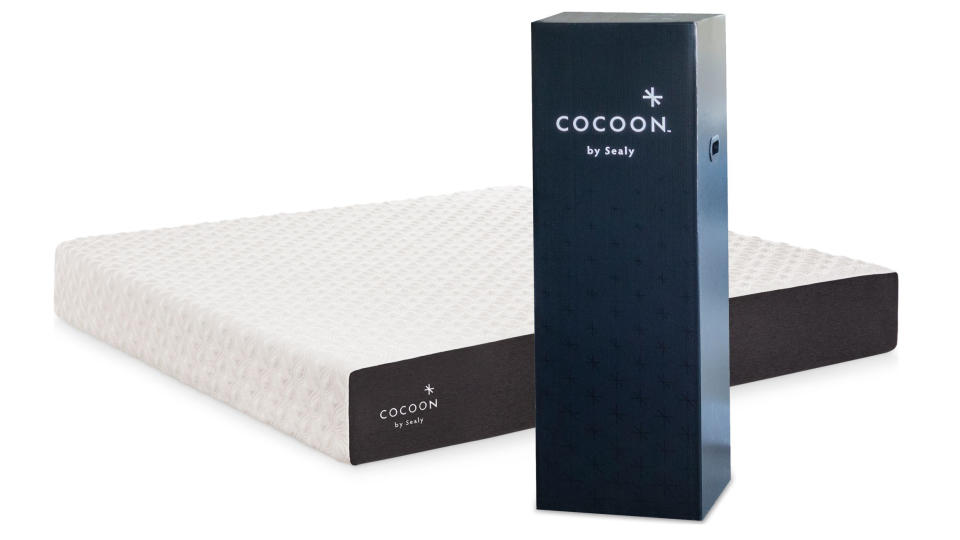 Cocoon Chill Memory Foam mattress and box product shot on a white background