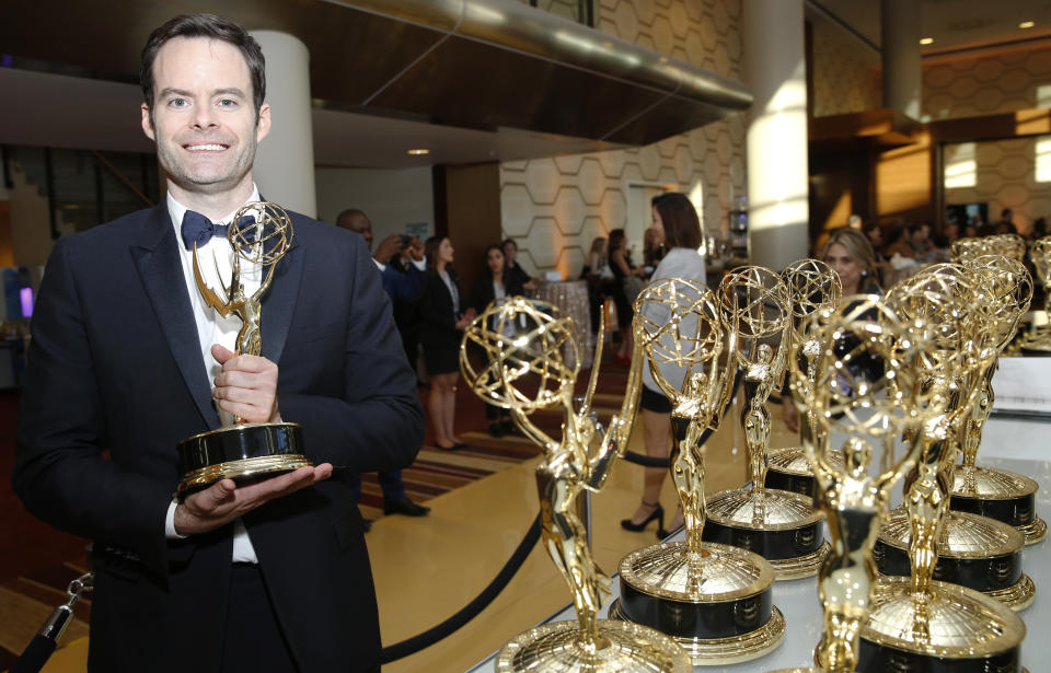 EXCLUSIVE - Bill Hader accepts the award for outstanding lead actor in a comedy series for "Barry" at the 71st Primetime Emmy Awards on Sunday, Sept. 22, 2019, at the Microsoft Theater in Los Angeles. (Photo by Eric Jamison/Invision for the Television Academy/AP Images)