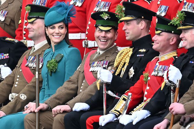 Samir Hussein/WireImage Kate Middleton and Prince William at the St. Patrick's Day Parade at Mons Barracks on March 17, 2023