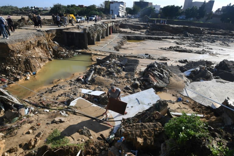 The aftermath of deadly flash floods in Tunisia's coastal town of Nabeul is seen on September 23, 2018