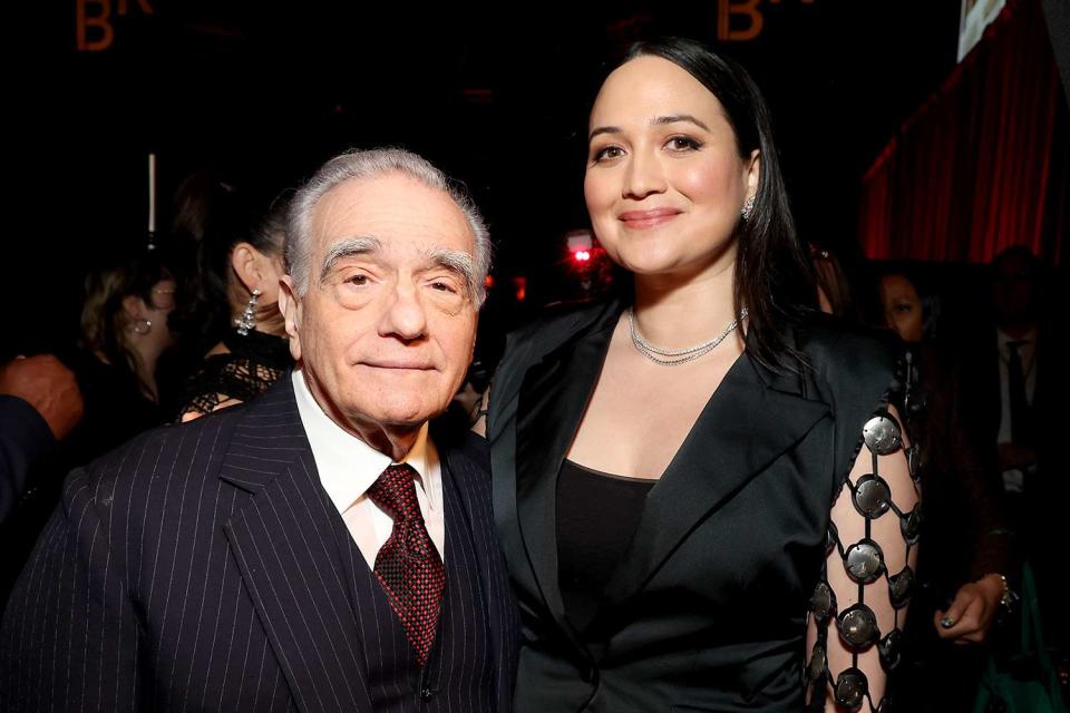 <p>Kevin Mazur/Getty</p> Martin Scorsese and Lily Gladstone