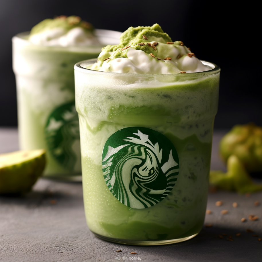 avocado and matcha frappuccino with condensed milk