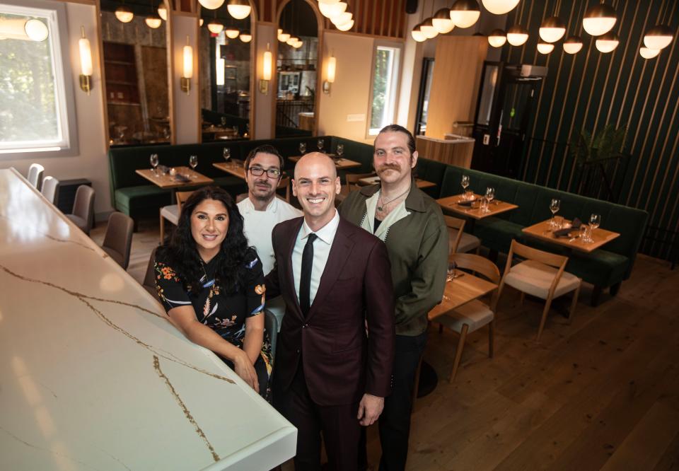 Zach Goldstein, owner and founder of Miles the Prince, a new restaurant in North White Plains, with Dana Lawrie, partner and Director of Hospitality; Chef Eric Brach; and head Brewer Evan Koepnick, photographed Sept. 20, 2023.