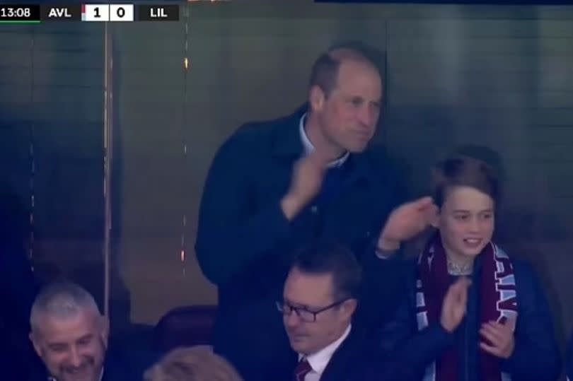 Prince William and Prince George looked happy as they cheered on their favourite football team