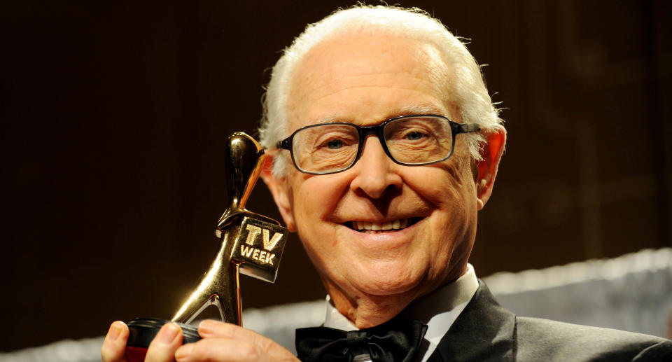 Brian Henderson is inducted into the Logies Hall of Fame at the 2013 Logie Awards in Melbourne, Sunday, April 7, 2013. Source: AAP