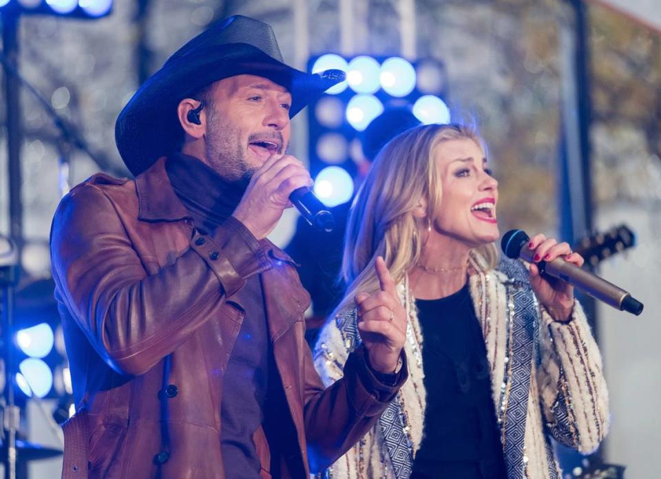 Tim McGraw and Faith Hill perform on NBC’s “Today” show at Rockefeller Plaza on Friday, Nov. 17, 2017, in New York. (Photo by Charles Sykes/Invision/AP)