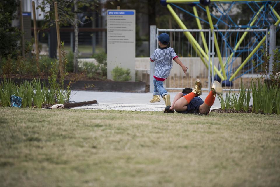 Brothers&nbsp;Augustine-Pio, Alphonsus-Leo and Hyacinth-Michael&nbsp;play baseball at Midtown Park in Houston.