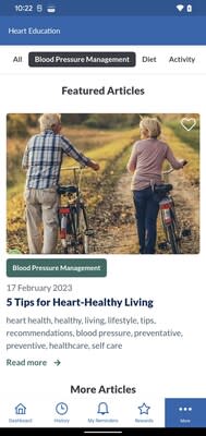 The new OMRON Connect education components include quick-read articles on topics like AFib identification, study summaries, infographics, healthy recipes, and tips for lifestyle and behavior change that may help reduce one’s heart attack and stroke risk.