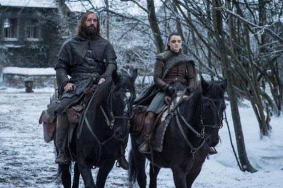 The Hound (Rory McCann) and Arya (Maisie Williams) in ‘Game of Thrones’ (HBO)