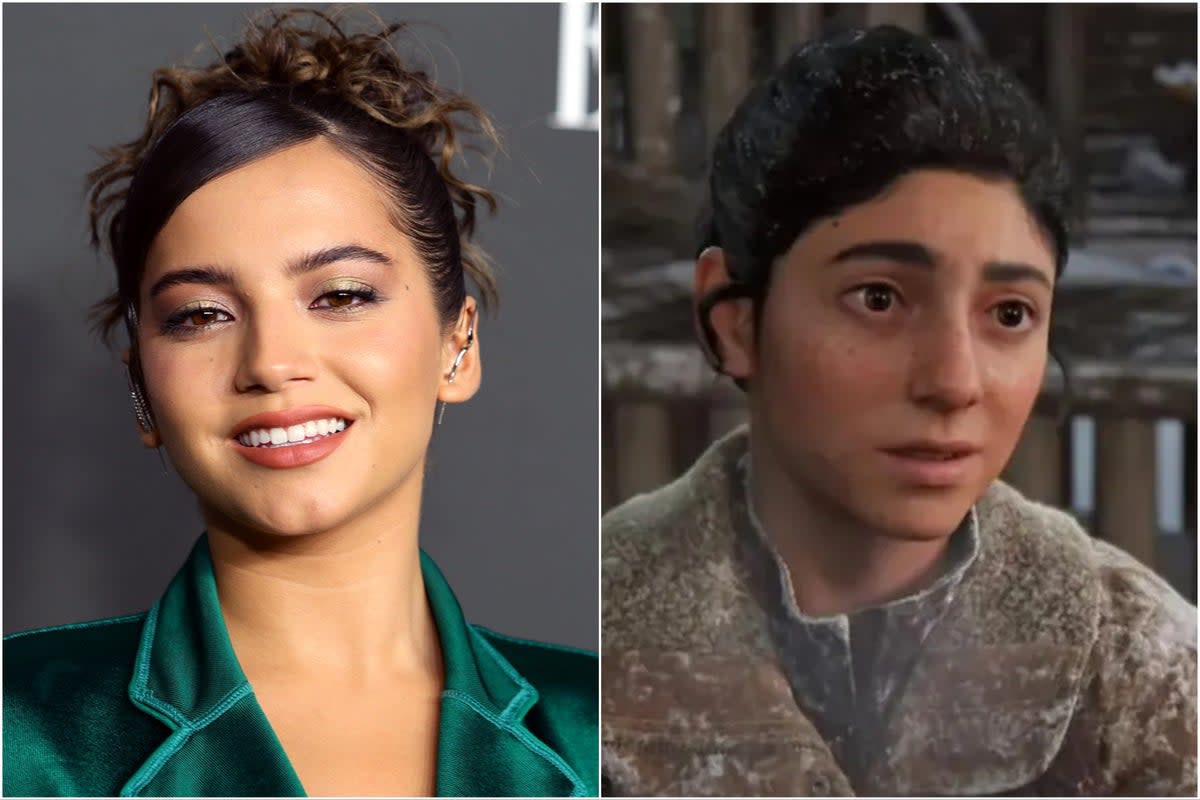 Isabela Merced (left) and Dina from ‘The Last of Us Part II’ (Getty Images/Naughty Dog)