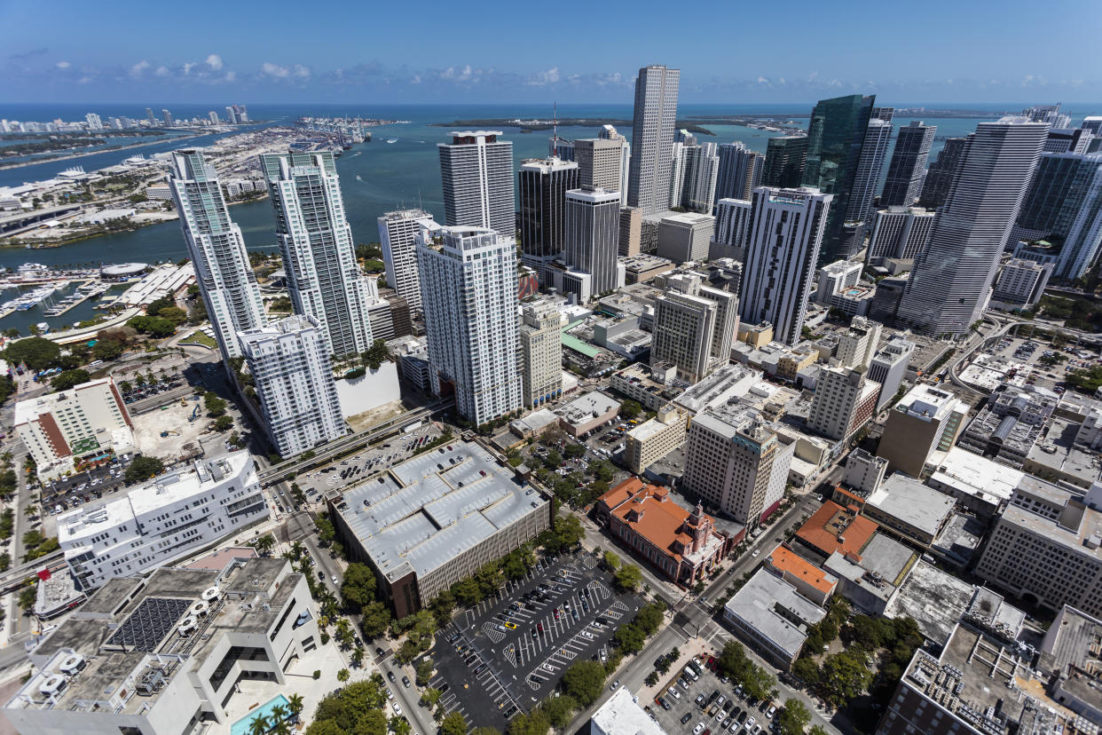 Aerial view of downtown Miami.