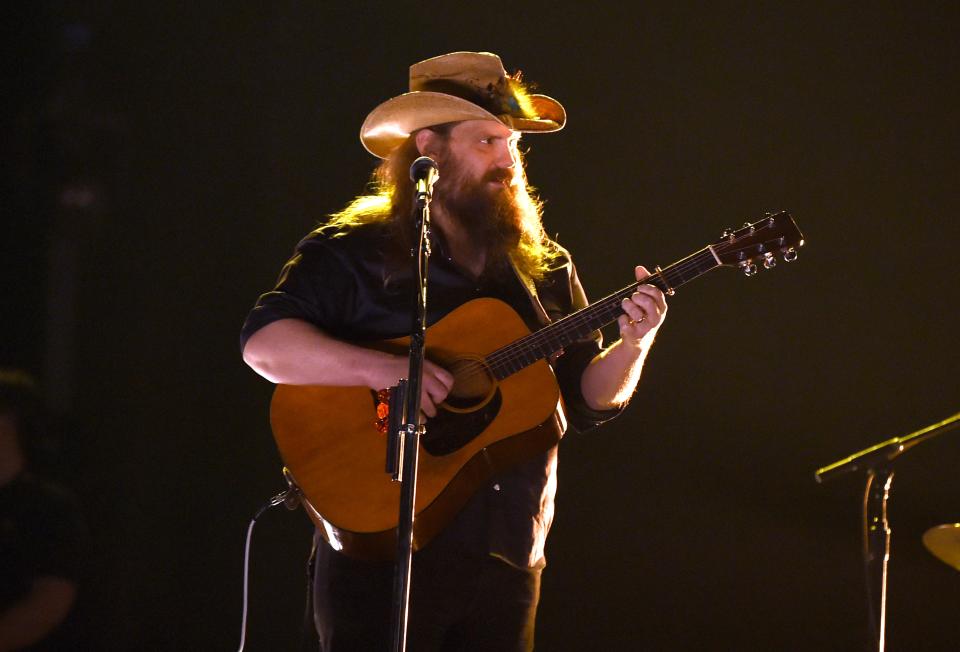 Chris Stapleton rehearses for the 54th annual Academy of Country Music Awards at MGM Grand Garden Arena on April 4, 2019, in Las Vegas.