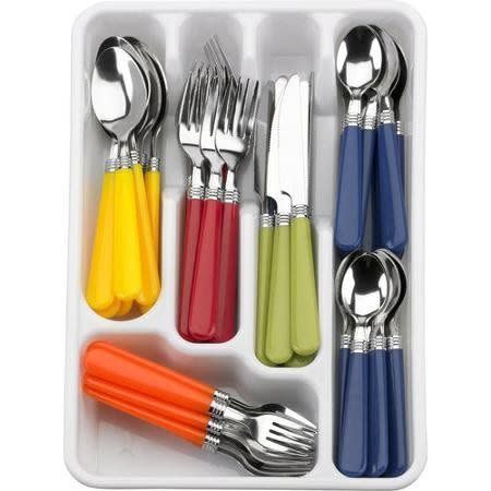 10) Mainstays 48-Piece Multi-Colored Flatware Set