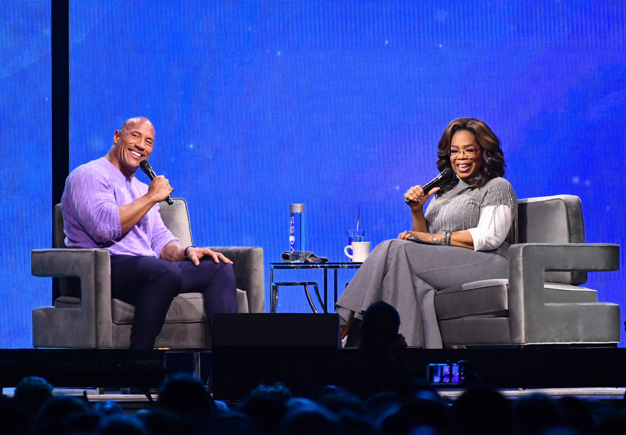 Dwayne "The Rock" Johnson spoke with Oprah Winfrey about his father's recent death. (Photo: Paras Griffin/Getty Images for Oprah)