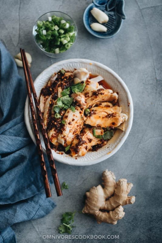 <p>Omnivore's Cookbook</p><p>This is the addictive Sichuan saliva chicken just like Chinese restaurants serve!</p><p><strong>Get the recipe: <a href="https://omnivorescookbook.com/saliva-chicken" rel="nofollow noopener" target="_blank" data-ylk="slk:Real-Deal Sichuan Chicken in Red Oil Sauce;elm:context_link;itc:0;sec:content-canvas" class="link rapid-noclick-resp">Real-Deal Sichuan Chicken in Red Oil Sauce</a></strong></p>