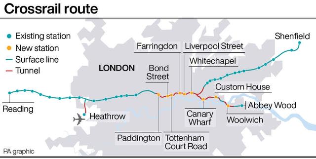 Crossrail route (PA Graphics)