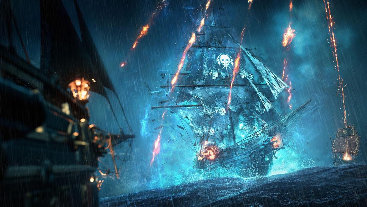  Skull and Bones image - pirate ships in battle. 