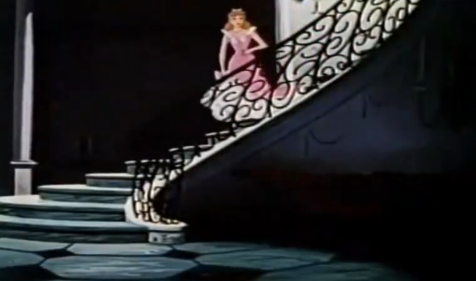 Cinderella walking down the stairs