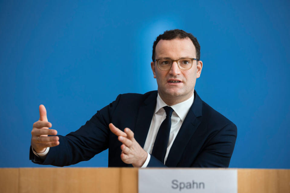 BERLIN, GERMANY - NOVEMBER 03: German Health Minister Jens Spahn speaks to the media on November 03, 2020 in Berlin, Germany. (Photo by Thomas Trutschel/Photothek via Getty Images)