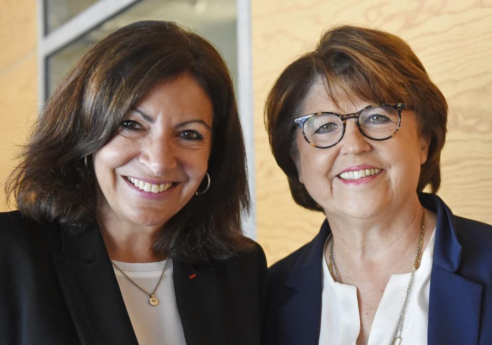 Anne Hidalgo et Martine Aubry lors de l'assemblée générale de l'association internationale des maires francophones, à Lille, le 5 mai 2018 - FRANCOIS LO PRESTI / AFP