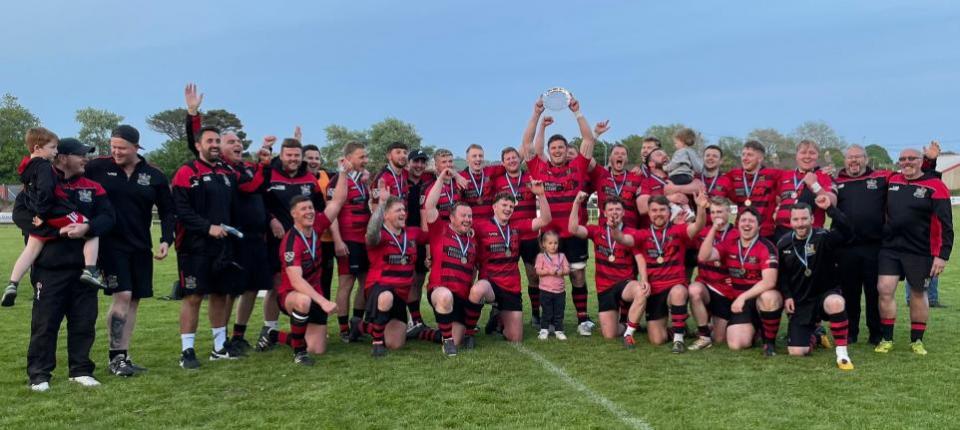 Western Telegraph: Tenby United celebrate winning the inaugural Pembrokeshire Plate.