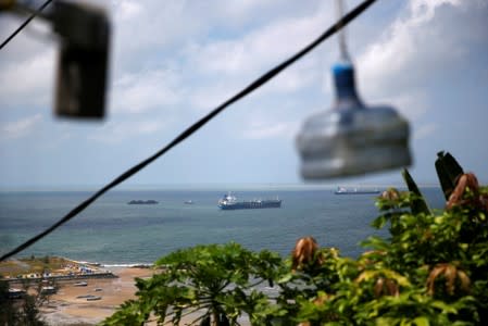 Ships are pictured near Semayang port in Balikpapan, East Kalimantan province