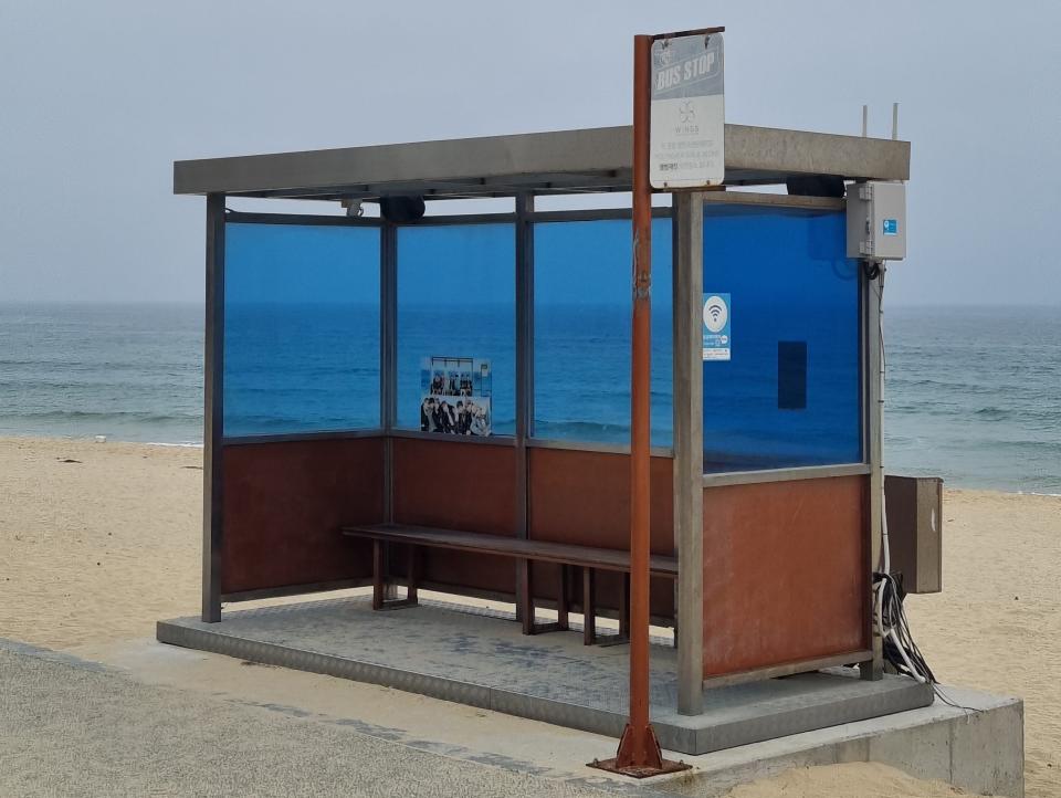 bts bus stop at jumunjin beach