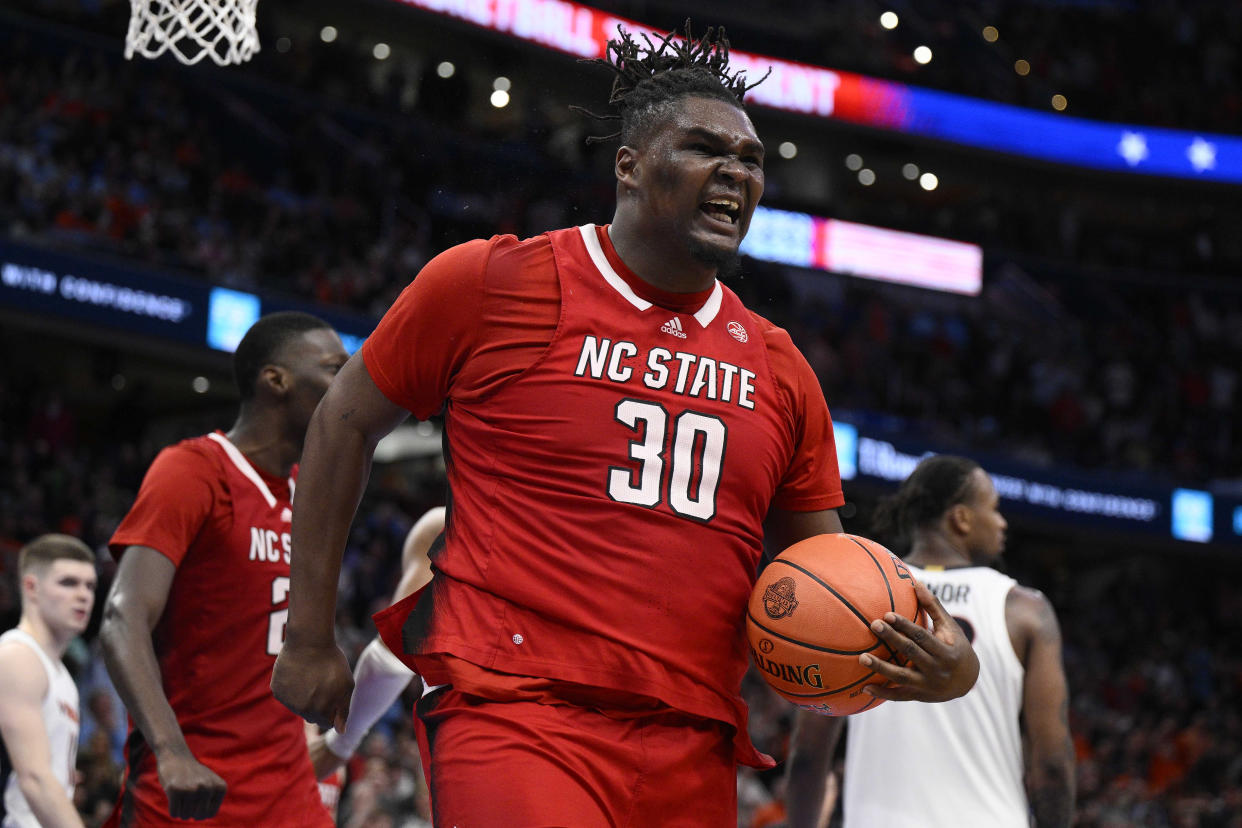 DJ Burns Jr. is ready for his star turn after leading NC State to wins over Duke and North Carolina en route to the ACC championship. (AP Photo/Nick Wass)