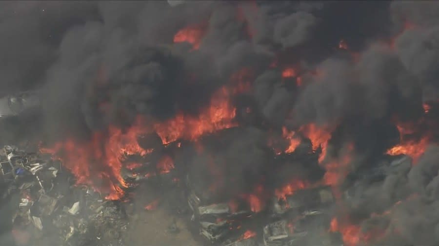 Auto recycling center fire