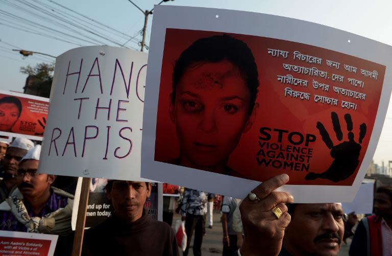 File photo of activists protesting against rape in Kolkata, India