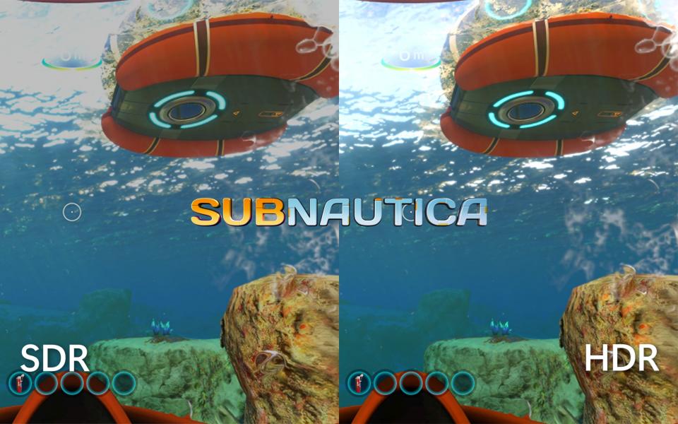 A look at how Auto HDR changes the lighting in Subnautica.