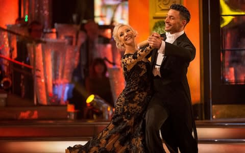 Debbie McGee and partner Giovanni Pernice still have a chance of beating favourite Joe McFadden - Credit: Guy Levy/BBC