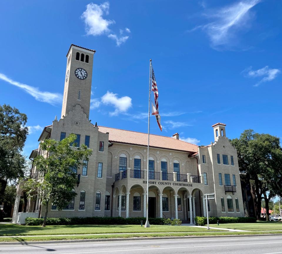 The Hendry County Courthouse is a fine example of Mediterranean revival architecture.