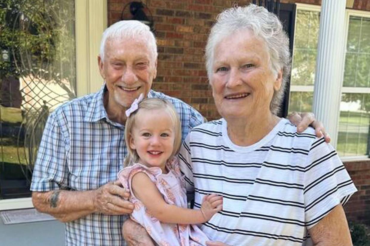 <p>Megan Clark</p> Brenda Brister and her husband Albert "Buddy" Brister with Kate Clark