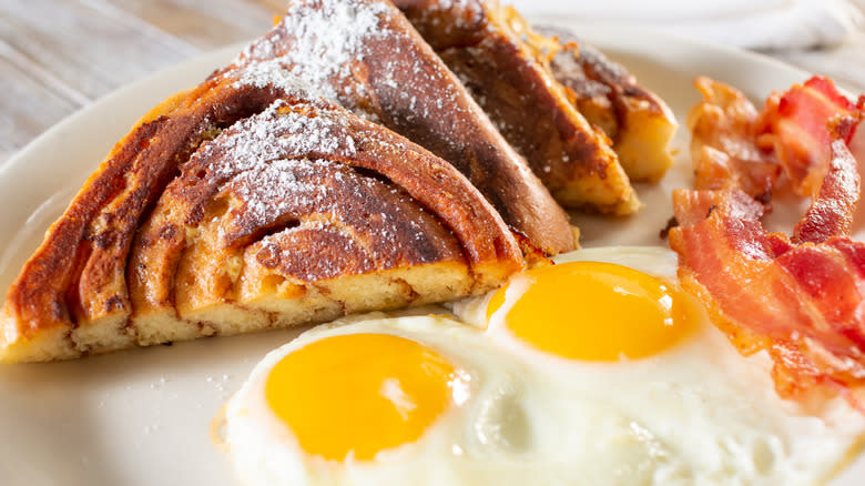 Cinnamon roll french toast breakfast