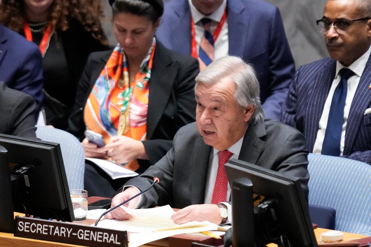Antonio Guterres said he was ‘shocked’ with the ‘misrepresentations’ of his statement (Copyright 2023 The Associated Press. All rights reserved.)