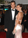 Tom Brady and Gisele Bundchen arrive at the Metropolitan Museum of Art's Costume Institute Gala, in New York on Monday, May 5, 2008. (AP Photo/Peter Kramer)