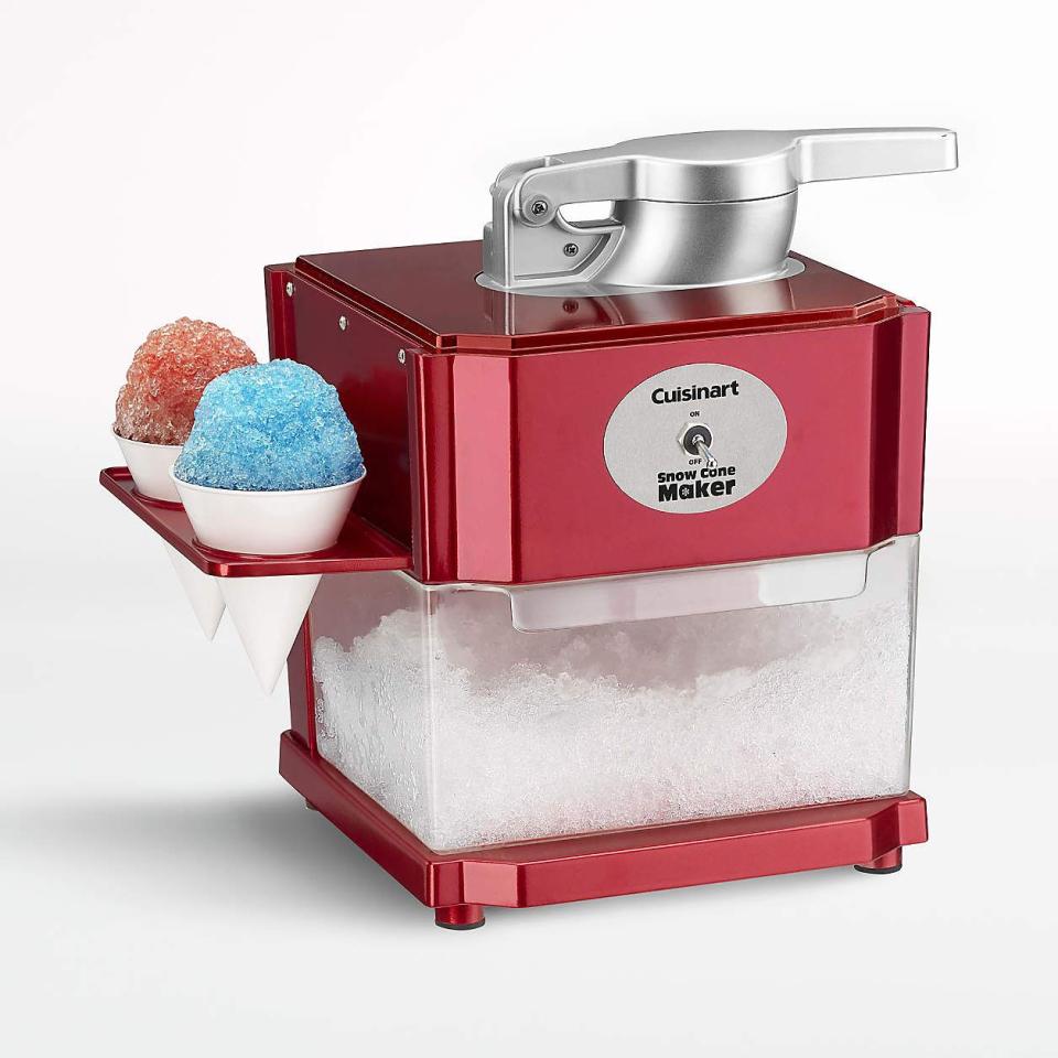 <p><a href="https://go.redirectingat.com?id=74968X1596630&url=https%3A%2F%2Fwww.crateandbarrel.com%2Fcuisinart-snow-cone-maker%2Fs639546&sref=https%3A%2F%2Fwww.housebeautiful.com%2Fshopping%2Fhome-gadgets%2Fg43840944%2Fbest-snow-cone-machines%2F" rel="nofollow noopener" target="_blank" data-ylk="slk:Shop Now;elm:context_link;itc:0;sec:content-canvas" class="link ">Shop Now</a></p><p>Snow Cone Maker</p><p>$79.95</p><p>crateandbarrel.com</p><span class="copyright">Crate & Barrel</span>