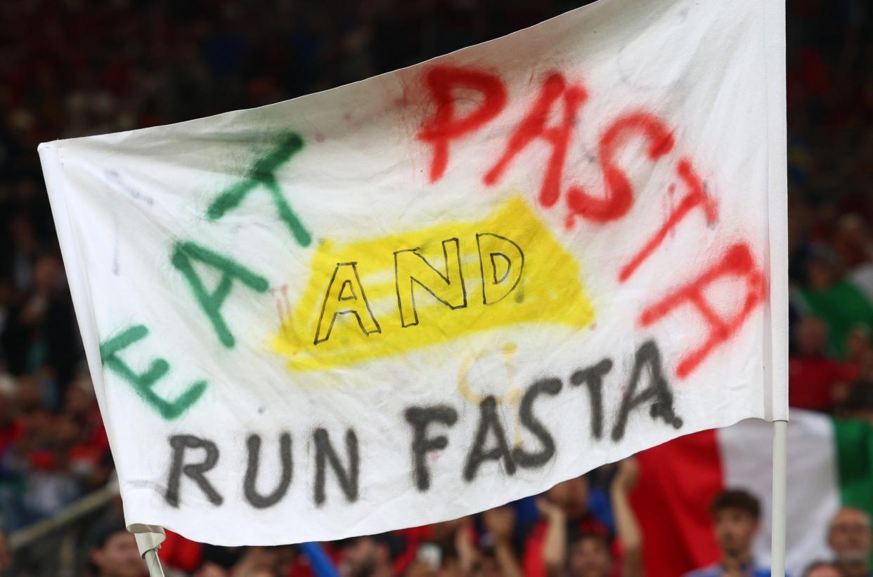 An Italian banner shown at the Italy vs Albania match