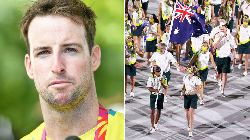 Pictured left, former Aussie Olympic Games swimmer James Magnussen.